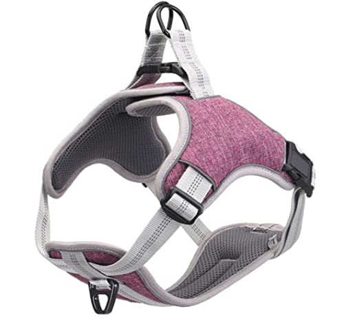 Hundeleine Nylon Ripstop Hundegeschirr Verstellbare reflektierende Weste Hundehalsband Weiches Material Kleine Und Große Hunde Verstellbare Hundeleine (Pink,50-65cm) von FENGJISUN