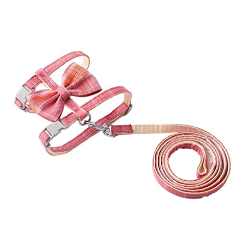 Hundeleine Personalisierte Haustier Harness Bowtie Halsband Leine Puppen Tasche Funktionelle Hund Traktion Set Custom Halsband Hundeleine Verstellbare(Rot,27-42cm) von FENGJISUN