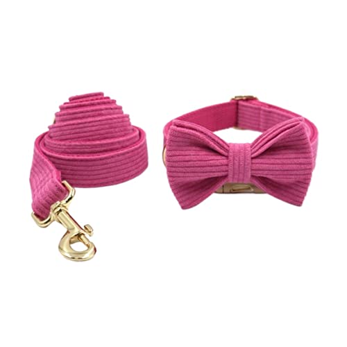 Hundeleine Rosa Fliege Hundehalsband Leine Bogen Komfortable Halskette Halsband Tier-Artikel Weich Hundehalsband Set Haustiere Lanyard(23-30cm) von FENGJISUN