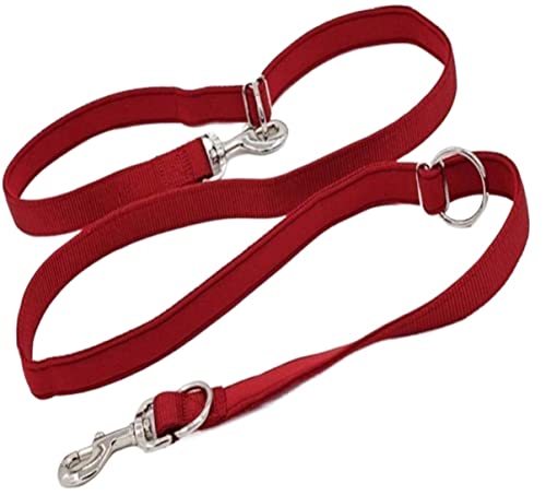 Hundeleine Tauchtuch Gepolsterte Hundeleine Doppelkopf Zwei Hundeleinen P-Kette Halsband Einstellbare Lange Kurze Seilhund Hundeleine Verstellbar(Rot,2 * 2m) von FENGJISUN
