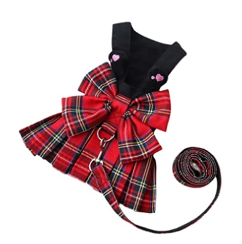 Hundeleine für Haustiere, Weste, Kleid, Blei-Set mit Tutu, Spitzenrock, Halsband für Hunde, verstellbares Halsband, weiche Hundeleine (rot, 35 cm) von FENGJISUN