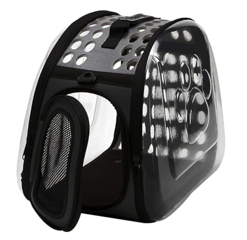 Transporttasche Katze Hund Tragbare, Faltbare Haustier-Hunde- Und Katzen-Umhängetasche, Transparente Transportbox Für Katzen Und Hunde Hunderucksack(Black,42 * 32 * 28cm) von FENGJISUN