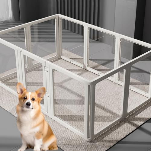 Acryl Welpenauslauf Indoor, transparenter Welpenlaufstall, Kunststoff-Haustier-Laufstall für kleine Hunde, einfach zu montieren und zu reinigen，für Hunde, Katzen(75cm/29.5in,4 Pieces) von FENGZEQUAN