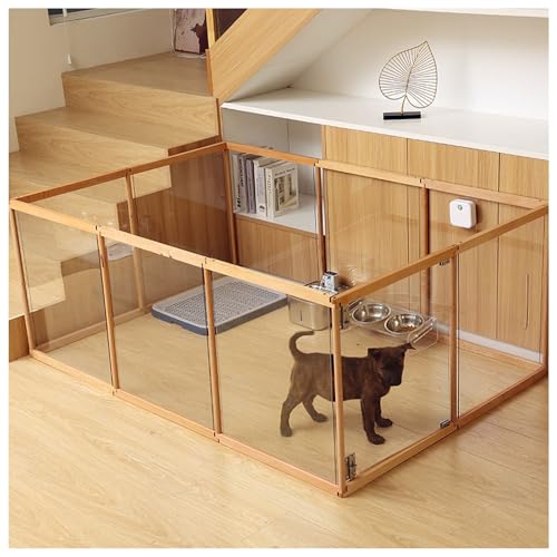 Welpenauslauf, Hundelaufstall faltbar mit Tür, Hundegehege Wohnung, XXL Laufgitter für Hunde, Katzen, Kaninchen, Kleintiere, rutschfest, Transparent，für Welpen(Big Door,10 Pieces) von FENGZEQUAN