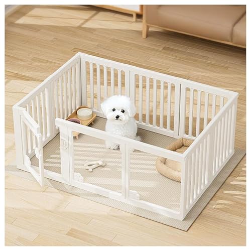 Welpenlaufstall，Welpenauslauf mit abschließbarer Tür，Acryl Wurfkiste Hunde Laufstall，für Hunde, Katzen, Kaninchen, Kleintiere, rutschfest, Transparent(Translucent,8 Pieces) von FENGZEQUAN