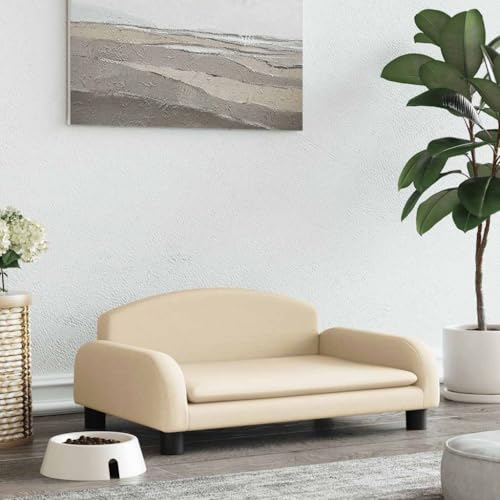 FENLAX Hundesofa Bequeme Haustierbett Hundecouch Welpenbett Haustiersofa Hundehütte für Große Mittelgroße Hunde Elegante Design Modernes und Elegantes Design Creme 70x45x30 cm von FENLAX