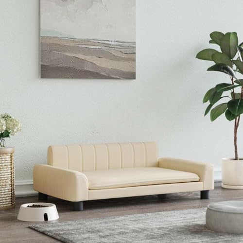 FENLAX Hundesofa Bequeme Haustierbett Hundecouch Welpenbett Haustiersofa Hundehütte für Große Mittelgroße Hunde Elegante Design Modernes und Elegantes Design Creme 90x53x30 cm von FENLAX