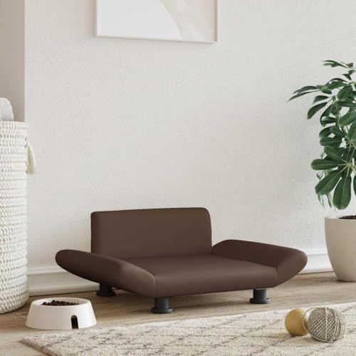 FENLAX Hundesofa Bequeme Haustierbett Hundecouch Welpenbett Kunstleder Haustiersofa Hundehütte für Große Mittelgroße Hunde Modernes und Elegantes Design Braun 70x45x28 cm von FENLAX