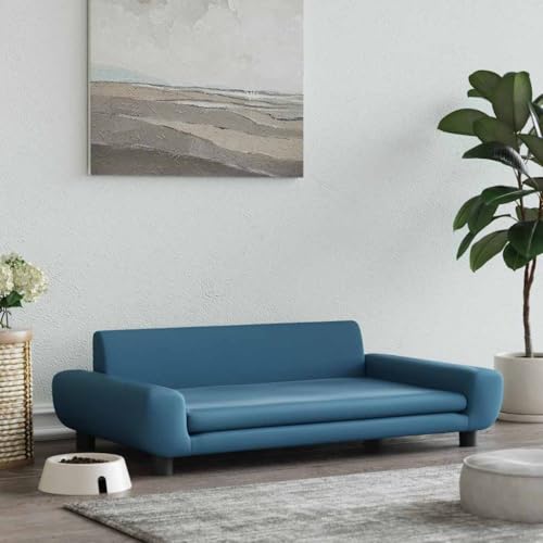 FENLAX Hundesofa Bequeme Haustierbett Hundecouch Welpenbett Samt Haustiersofa Hundehütte für Große Mittelgroße Hunde Modernes und Elegantes Design Blau 100x54x33 cm von FENLAX
