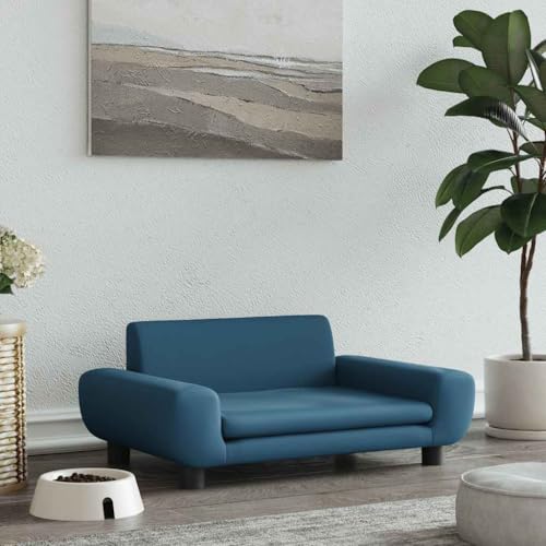 FENLAX Hundesofa Bequeme Haustierbett Hundecouch Welpenbett Samt Haustiersofa Hundehütte für Große Mittelgroße Hunde Modernes und Elegantes Design Blau 70x45x33 cm von FENLAX
