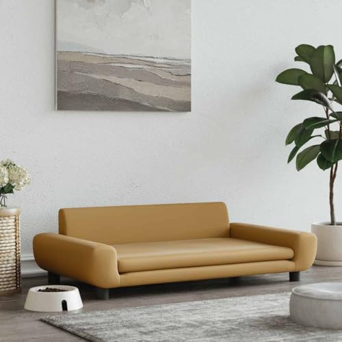 FENLAX Hundesofa Bequeme Haustierbett Hundecouch Welpenbett Samt Haustiersofa Hundehütte für Große Mittelgroße Hunde Modernes und Elegantes Design Braun 100x54x33 cm von FENLAX