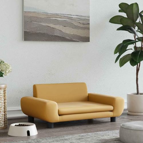 FENLAX Hundesofa Bequeme Haustierbett Hundecouch Welpenbett Samt Haustiersofa Hundehütte für Große Mittelgroße Hunde Modernes und Elegantes Design Braun 70x45x33 cm von FENLAX