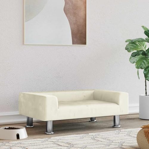 FENLAX Hundesofa Bequeme Haustierbett Hundecouch Welpenbett Samt Haustiersofa Hundehütte für Große Mittelgroße Hunde Modernes und Elegantes Design Creme 70x45x26,5 cm FENLAX Hundesofa Bequeme Haustierbett Hundecouch Welpenbett Samt Haustiersofa Hundehütte für Große Mittelgroße Hunde Modernes und Elegantes Design Creme 70x45x26,5 cm von FENLAX