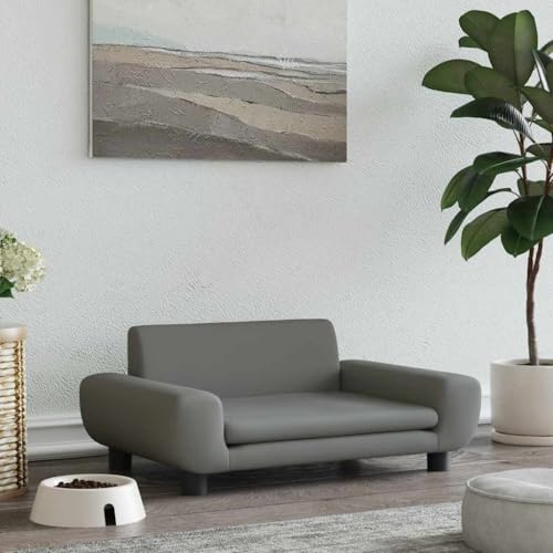 FENLAX Hundesofa Bequeme Haustierbett Hundecouch Welpenbett Samt Haustiersofa Hundehütte für Große Mittelgroße Hunde Modernes und Elegantes Design Dunkelgrau 70x45x33 cm von FENLAX