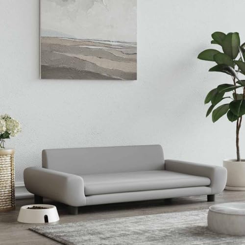 FENLAX Hundesofa Bequeme Haustierbett Hundecouch Welpenbett Samt Haustiersofa Hundehütte für Große Mittelgroße Hunde Modernes und Elegantes Design Hellgrau 100x54x33 cm von FENLAX