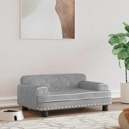FENLAX Hundesofa Bequeme Haustierbett Hundecouch Welpenbett Samt Haustiersofa Hundehütte für Große Mittelgroße Hunde Modernes und Elegantes Design Hellgrau 70x45x30 cm FENLAX Hundesofa Bequeme Haustierbett Hundecouch Welpenbett Samt Haustiersofa Hundehütte für Große Mittelgroße Hunde Modernes und Elegantes Design Hellgrau 70x45x30 cm von FENLAX