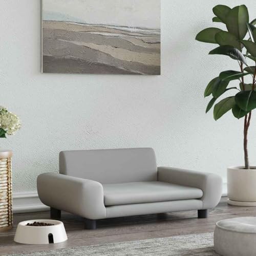 FENLAX Hundesofa Bequeme Haustierbett Hundecouch Welpenbett Samt Haustiersofa Hundehütte für Große Mittelgroße Hunde Modernes und Elegantes Design Hellgrau 70x45x33 cm von FENLAX