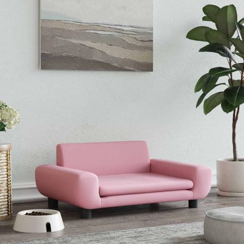 FENLAX Hundesofa Bequeme Haustierbett Hundecouch Welpenbett Samt Haustiersofa Hundehütte für Große Mittelgroße Hunde Modernes und Elegantes Design Rosa 70x45x33 cm von FENLAX