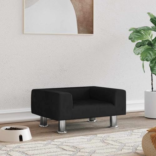 FENLAX Hundesofa Bequeme Haustierbett Hundecouch Welpenbett Samt Haustiersofa Hundehütte für Große Mittelgroße Hunde Modernes und Elegantes Design Schwarz 50x40x26,5 cm von FENLAX