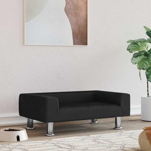 FENLAX Hundesofa Bequeme Haustierbett Hundecouch Welpenbett Samt Haustiersofa Hundehütte für Große Mittelgroße Hunde Modernes und Elegantes Design Schwarz 70x45x26,5 cm von FENLAX