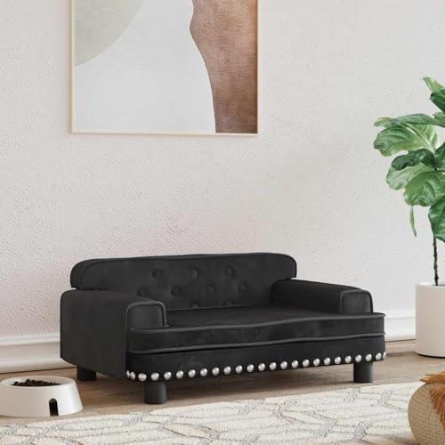 FENLAX Hundesofa Bequeme Haustierbett Hundecouch Welpenbett Samt Haustiersofa Hundehütte für Große Mittelgroße Hunde Modernes und Elegantes Design Schwarz 70x45x30 cm von FENLAX