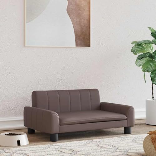 FENLAX Hundesofa Bequeme Haustierbett Kunstleder Hundecouch Welpenbett Haustiersofa Hundehütte für Große Mittelgroße Hunde Modernes und Elegantes Design Braun 70x45x30 cm von FENLAX
