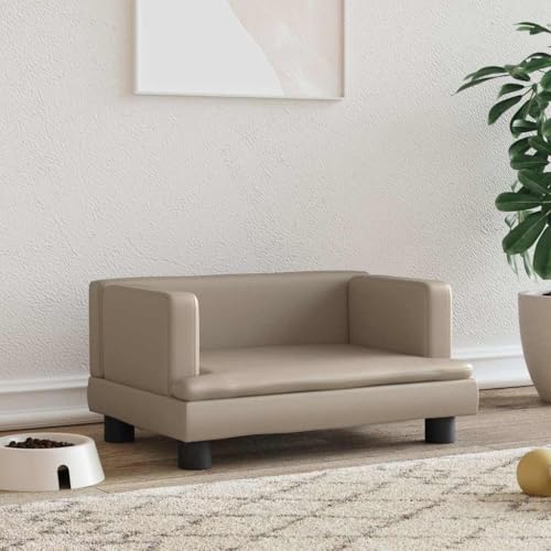 FENLAX Hundesofa Bequeme Haustierbett Kunstleder Hundecouch Welpenbett Haustiersofa Hundehütte für Große Mittelgroße Hunde Modernes und Elegantes Design Cappuccino-Braun 60x40x30 cm von FENLAX