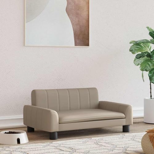 FENLAX Hundesofa Bequeme Haustierbett Kunstleder Hundecouch Welpenbett Haustiersofa Hundehütte für Große Mittelgroße Hunde Modernes und Elegantes Design Cappuccino-Braun 70x45x30 cm von FENLAX