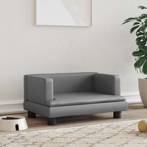 FENLAX Hundesofa Bequeme Haustierbett Kunstleder Hundecouch Welpenbett Haustiersofa Hundehütte für Große Mittelgroße Hunde Modernes und Elegantes Design Grau 60x40x30 cm von FENLAX