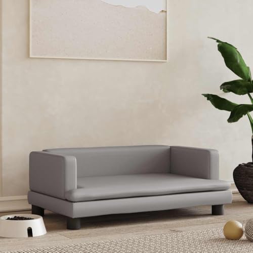 FENLAX Hundesofa Bequeme Haustierbett Kunstleder Hundecouch Welpenbett Haustiersofa Hundehütte für Große Mittelgroße Hunde Modernes und Elegantes Design Grau 80x45x30 cm von FENLAX
