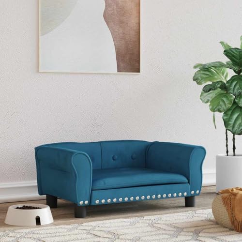 FENLAX Hundesofa Bequeme Haustierbett Samt Hundecouch Welpenbett Haustiersofa Hundehütte für Große Mittelgroße Hunde Modernes und Elegantes Design Blau 70x45x30 cm FENLAX Hundesofa Bequeme Haustierbett Samt Hundecouch Welpenbett Haustiersofa Hundehütte für Große Mittelgroße Hunde Modernes und Elegantes Design Blau 70x45x30 cm von FENLAX