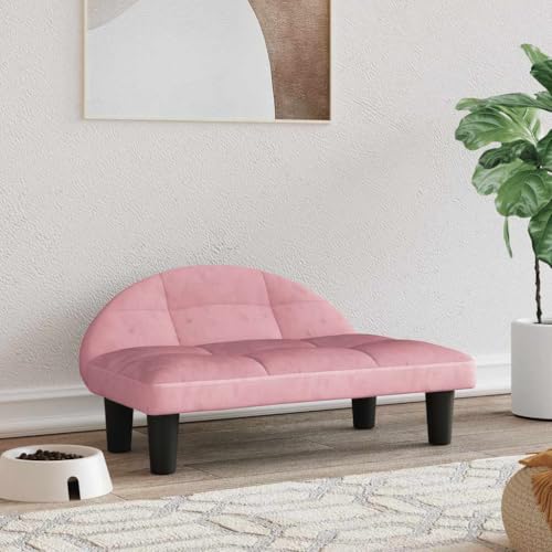 FENLAX Hundesofa Bequeme Haustierbett Samt Hundecouch Welpenbett Haustiersofa Hundehütte für Große Mittelgroße Hunde Modernes und Elegantes Design Rosa 70x52x30 cm von FENLAX