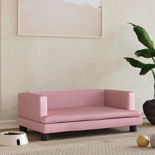 FENLAX Hundesofa Bequeme Haustierbett Samt Hundecouch Welpenbett Haustiersofa Hundehütte für Große Mittelgroße Hunde Modernes und Elegantes Design Rosa 80x45x30 cm von FENLAX