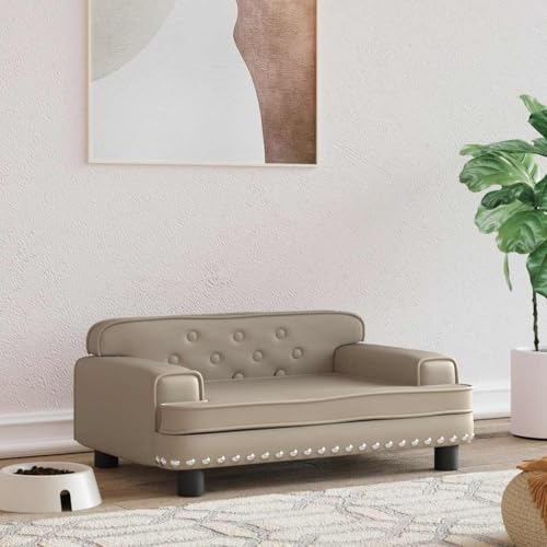 FENLAX Hundesofa Bequeme Haustierbett Welpenbett Kunstleder Haustiersofa Hundecouch Hundehütte für Große Mittelgroße Hunde Modernes und Elegantes Design Cappuccino-Braun 70x45x30 cm von FENLAX