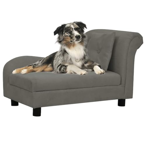 FENLAX Hundesofa Bequeme Haustierbett mit Kissen Hundecouch Welpenbett Haustiersofa Hundehütte für Große Mittelgroße Hunde Modernes und Elegantes Design Dunkelgrau 83x44x44 cm von FENLAX