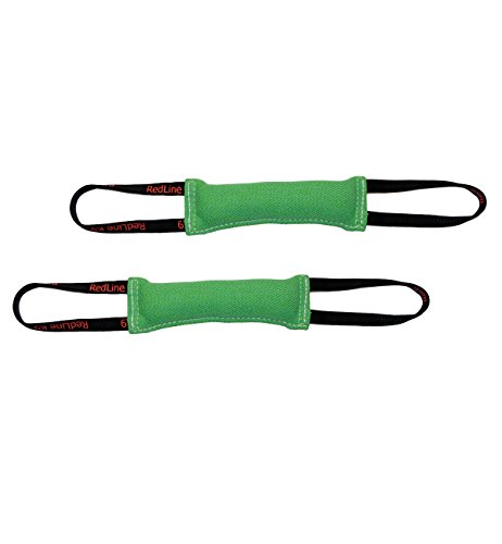 Bundle of 2 Green French Linen Dog Tug Toys (3" x 10") 2 Handles Redline K9 von REDLINE K-9