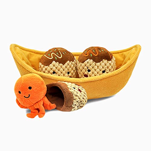 HugSmart Pet – Foodie Japan Takoyaki | Squeaky Interactive Dog Puzzle Toys | 3-in-1 Hide and Seek Plush Dog Toys | Plush Treat Dispensing Snuffle Toy for Dogs - Small, Medium and Large Breed von FENRIR