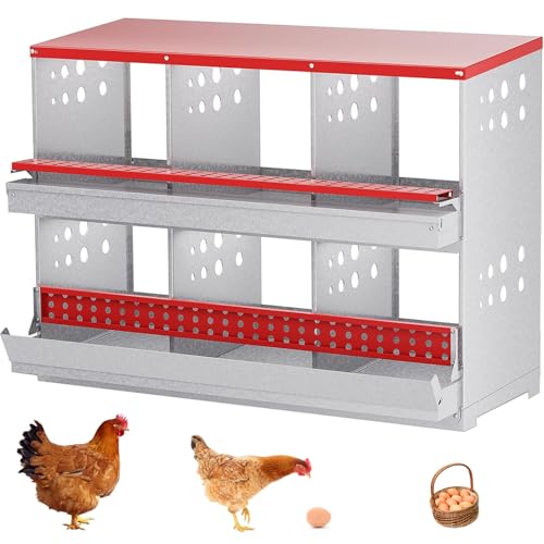 FEOKUMO Hühner-Nistkästen, 6 Fächer, Metall, Hühner-Legebox mit ausrollbaren Eiersammlung mit großen belüfteten Löchern für Hühner, Enten, große Eierlegekästen FEOKUMO Hühner-Nistkästen, 6 Fächer, Metall, Hühner-Legebox mit ausrollbaren Eiersammlung mit großen belüfteten Löchern für Hühner, Enten, große Eierlegekästen von FEOKUMO