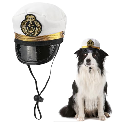 FERCAISH Verstellbarer Haustiere Kapitänsmütze, Seemann Hundemützen, Kapitan-Hut für Hunde, Halloween Katzen Yacht Hüte, Für Kleine Hunde Katzen Häschen FERCAISH Verstellbarer Haustiere Kapitänsmütze, Seemann Hundemützen, Kapitan-Hut für Hunde, Halloween Katzen Yacht Hüte, Für Kleine Hunde Katzen Häschen von FERCAISH