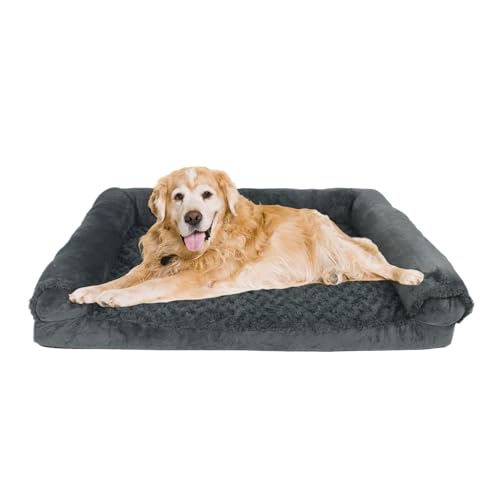 FERPOSH Hundebett, wasserdicht, hochdichter Schaumstoff, orthopädisches Hundebett mit Seiten unten, rutschfest und waschbar, nicht abnehmbare Armlehnen, Bezug für extra große Hunde, XXL, Dunkelgrau FERPOSH Hundebett, wasserdicht, hochdichter Schaumstoff, orthopädisches Hundebett mit Seiten unten, rutschfest und waschbar, nicht abnehmbare Armlehnen, Bezug für extra große Hunde, XXL, Dunkelgrau von FERPOSH