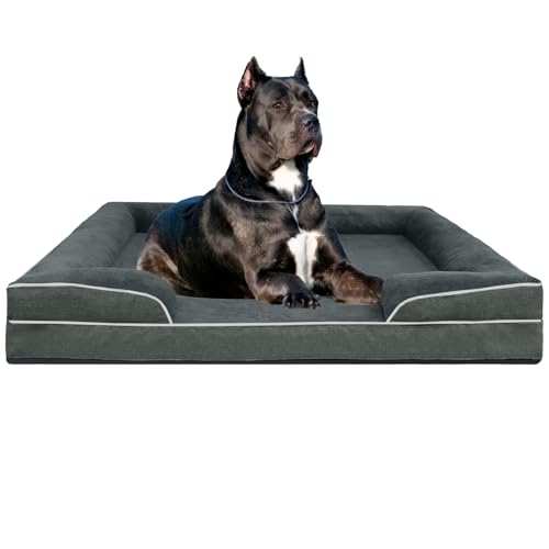 FERPOSH Luxuriöses und bequemes Plüsch-Hundebett mit abnehmbarem und waschbarem Deckel, rutschfeste Unterseite, geeignet für große, mittelgroße und kleine Hunde, Hundesofa, 132,1 x 104,1 cm, von FERPOSH