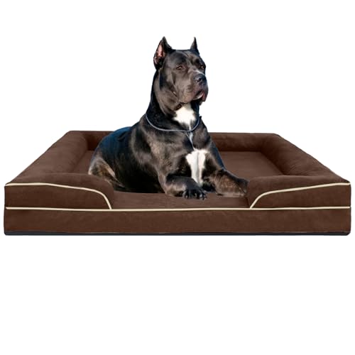 FERPOSH Luxuriöses und bequemes Plüsch-Hundebett mit abnehmbarem und waschbarem Deckel, rutschfeste Unterseite, geeignet für große, mittelgroße und kleine Hunde, Hundesofa, 132,1 x 104,1 cm, von FERPOSH