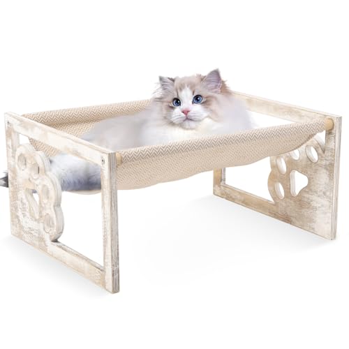 FEUFOAM Erhöhte Katzenbetten für Innenkatzen, waschbar, weiches Holz, Katzenbettgestell mit Katzenkralle, rustikales Bauernhaus, freistehend, Hängemattenbett für kleine Hunde, Katzen, Kaninchen, Tiere FEUFOAM Erhöhte Katzenbetten für Innenkatzen, waschbar, weiches Holz, Katzenbettgestell mit Katzenkralle, rustikales Bauernhaus, freistehend, Hängemattenbett für kleine Hunde, Katzen, Kaninchen, Tiere von FEUFOAM