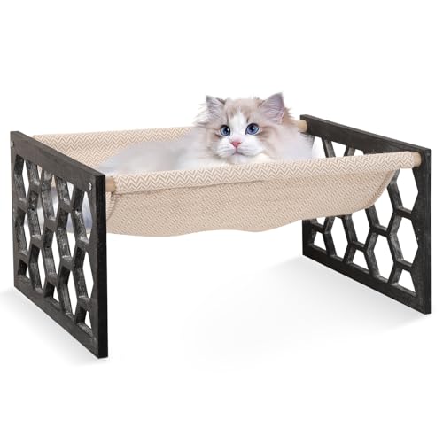 FEUFOAM Haustier-/Katzenhängematte aus Holz für große Katzen, atmungsaktiv, waschbar, erhöhtes Hundebett, rustikales Vintage-Katzenliegen, Spielbetten, Möbel, leicht, für drinnen und draußen FEUFOAM Haustier-/Katzenhängematte aus Holz für große Katzen, atmungsaktiv, waschbar, erhöhtes Hundebett, rustikales Vintage-Katzenliegen, Spielbetten, Möbel, leicht, für drinnen und draußen von FEUFOAM