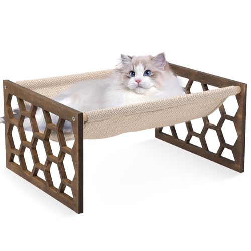 FEUFOAM Hundebett, mittelgroß, mit Holzrahmen, kleine Katzen-Hängematten, weich, atmungsaktiv, für drinnen und draußen, erhöhtes Katzenbett, Möbel, braunes Haustierbett, Welpenbett für alle FEUFOAM Hundebett, mittelgroß, mit Holzrahmen, kleine Katzen-Hängematten, weich, atmungsaktiv, für drinnen und draußen, erhöhtes Katzenbett, Möbel, braunes Haustierbett, Welpenbett für alle von FEUFOAM