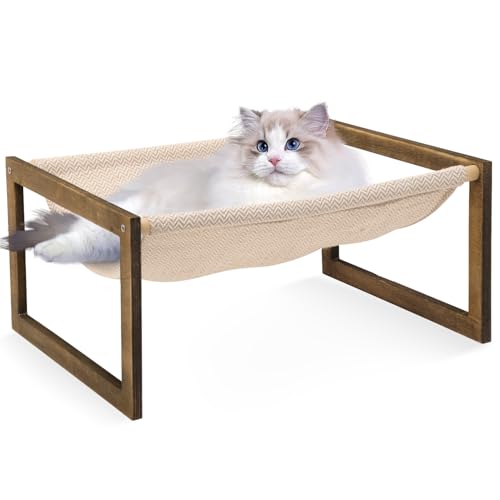 FEUFOAM Katzenbett, Hängematte, freistehend, rustikales Holz, atmungsaktiv, leicht, kleines Hundebett, erhöhte Möbel, Haustier-Ruhebett für drinnen und draußen FEUFOAM Katzenbett, Hängematte, freistehend, rustikales Holz, atmungsaktiv, leicht, kleines Hundebett, erhöhte Möbel, Haustier-Ruhebett für drinnen und draußen von FEUFOAM