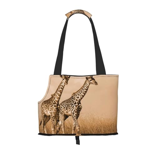 Faltbare Katzentrage für Hunde, Schultertasche mit zwei Giraffen, wasserdicht, zusammenklappbar, für kleine Hunde, atmungsaktive Reisetasche mit Sicherheitshaken und Sichtfenster von FEYUNYAN