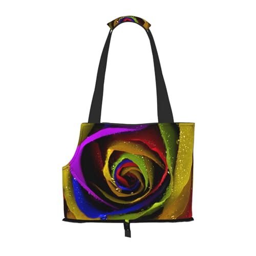 Faltbare Katzentragetasche für Hunde, Regenbogenrosen, Haustier-Tragetasche, wasserdicht, zusammenklappbar, für kleine Hunde, atmungsaktive Reisetasche mit Sicherheitshaken und Sichtfenster (34 x 36 x Faltbare Katzentragetasche für Hunde, Regenbogenrosen, Haustier-Tragetasche, wasserdicht, zusammenklappbar, für kleine Hunde, atmungsaktive Reisetasche mit Sicherheitshaken und Sichtfenster (34 x 36 x von FEYUNYAN