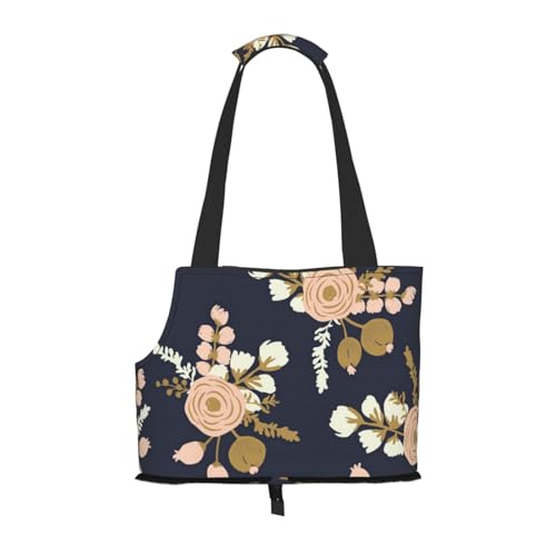Faltbare Katzentragetasche für Hunde, Schultertasche mit Rosen-Blumenmuster, wasserdichte faltbare Haustier-Tragetasche für kleine Hunde, atmungsaktive Reisetasche mit Sicherheitshaken und Faltbare Katzentragetasche für Hunde, Schultertasche mit Rosen-Blumenmuster, wasserdichte faltbare Haustier-Tragetasche für kleine Hunde, atmungsaktive Reisetasche mit Sicherheitshaken und von FEYUNYAN