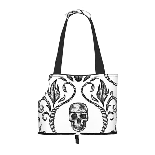 Faltbare Katzentragetasche für Hunde, Totenkopf-Haustier-Tragetasche, wasserdicht, zusammenklappbar, für kleine Hunde, atmungsaktive Reisetasche mit Sicherheitshaken und Sichtfenster (34 x 36 x 15,5 Faltbare Katzentragetasche für Hunde, Totenkopf-Haustier-Tragetasche, wasserdicht, zusammenklappbar, für kleine Hunde, atmungsaktive Reisetasche mit Sicherheitshaken und Sichtfenster (34 x 36 x 15,5 von FEYUNYAN